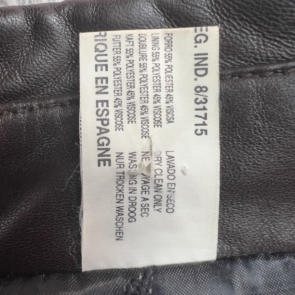Barcelino Coat Mens L Brown Leather Overcoat‎ Collared Lined Made In Spain - Picture 12 of 13